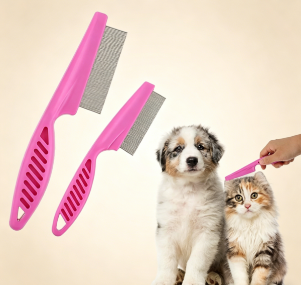 Pink 2-in-1 Multi-Functional Pet Comb Set (Two-Piece)